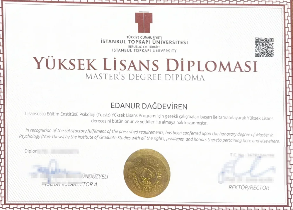 Psikoloji Yüksek Lisans Diploması — İstanbul Topkapı Üniversitesi
